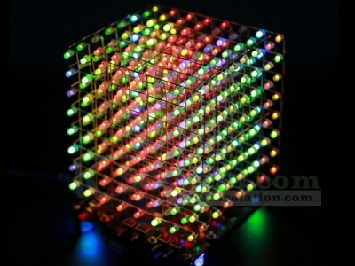 DIY Kit 3D Light Cube 8x8x8 RGB LED Cube Colorful Audio Spectrum Display